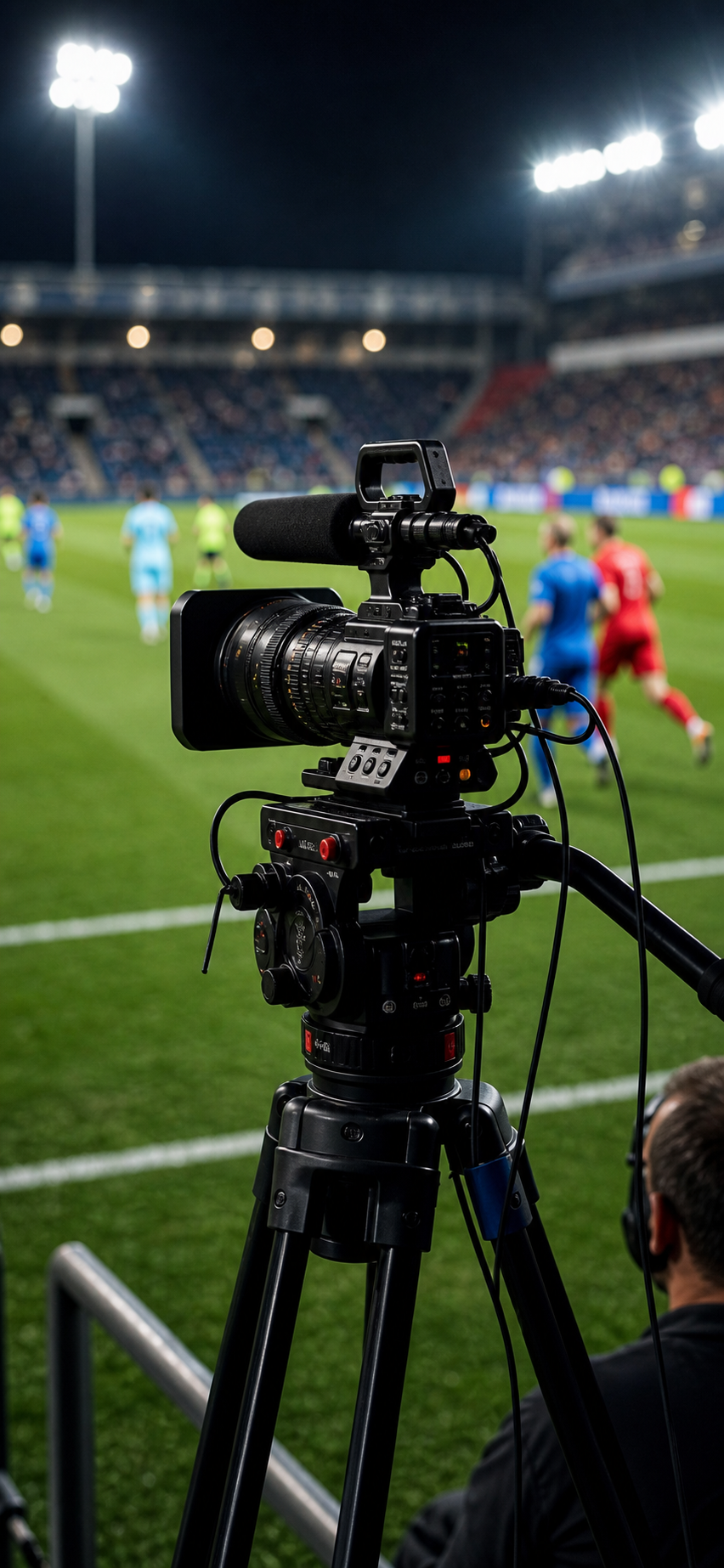 Ekip FS+MEDIA ghi hình trận bóng đá phong trào dưới ánh đèn sân